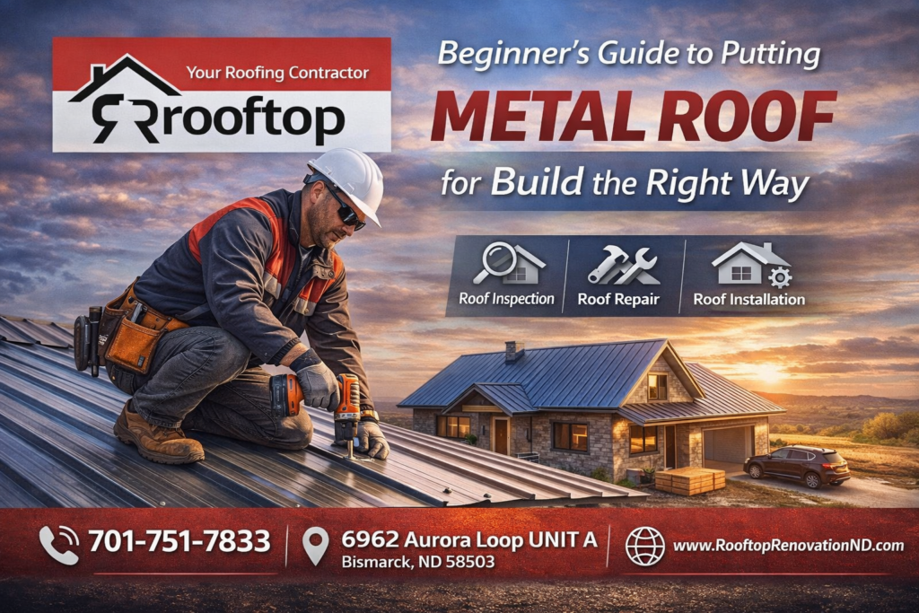 putting metal roof for build