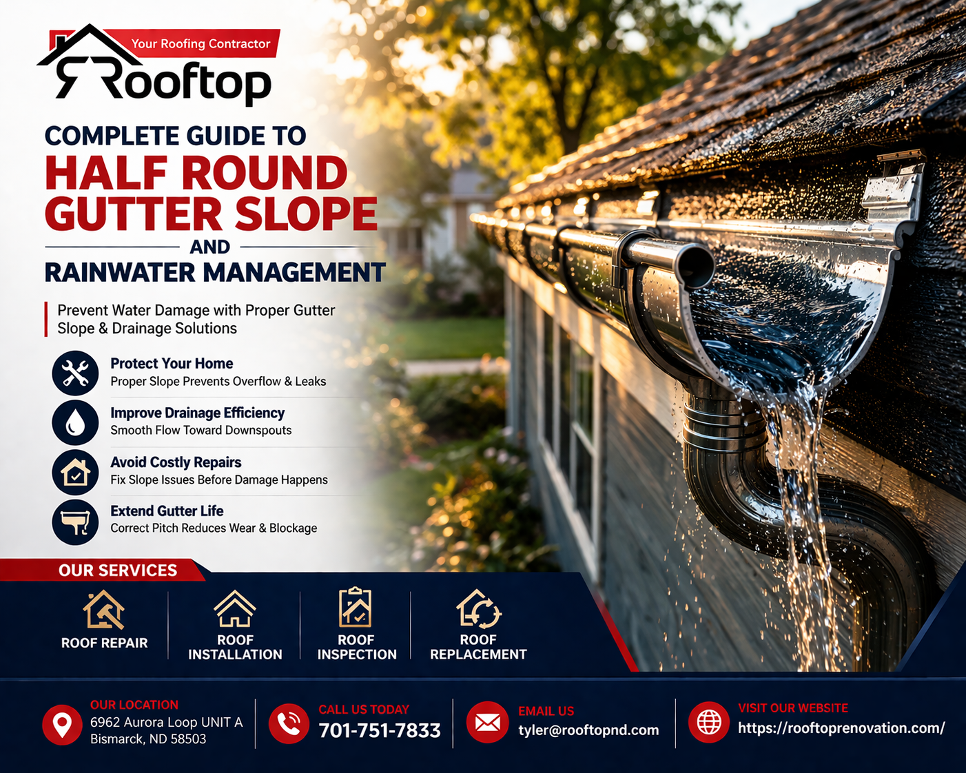 Half round gutter slope