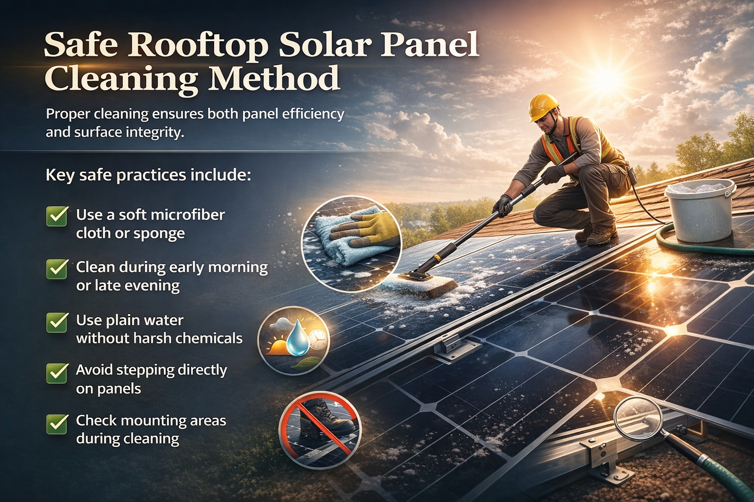 clean a rooftop Solar panel