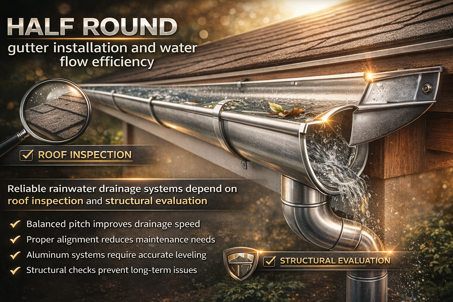 Half round gutter slope