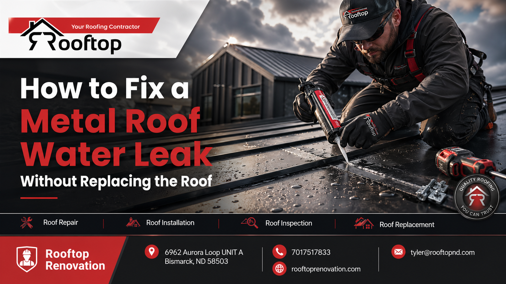 Repair a metal roof water leak