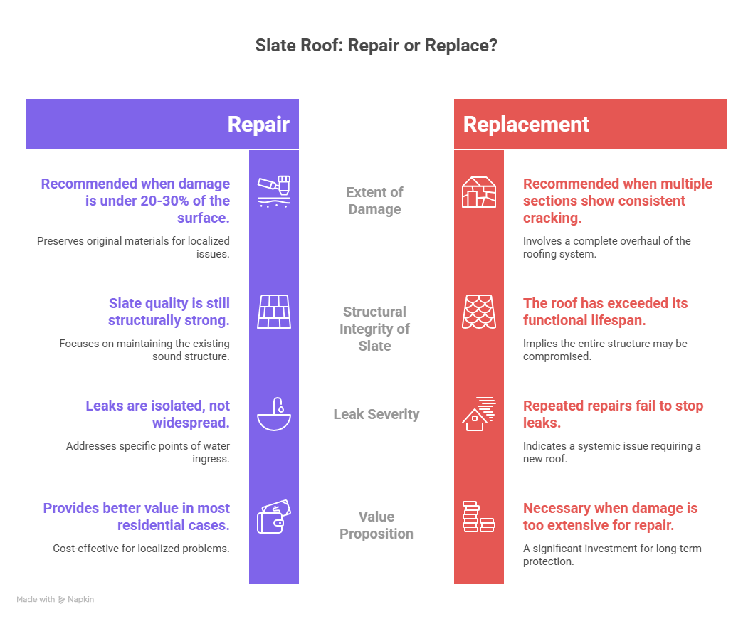 late roof replacement vs repair in Bismarck